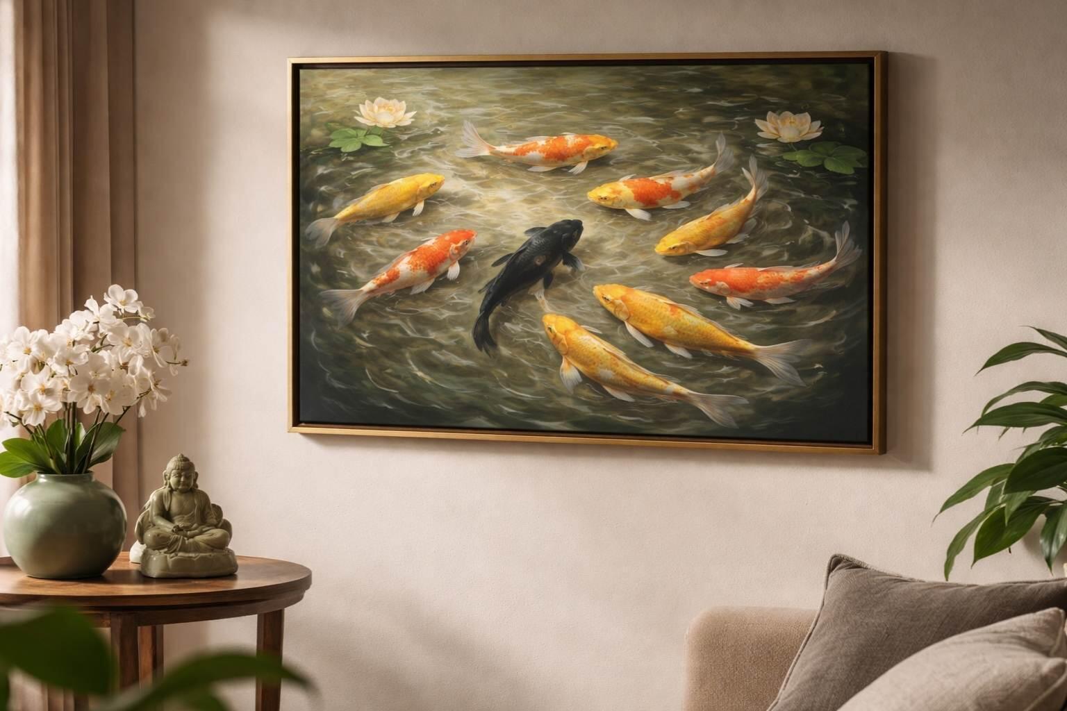feng shui koi fish painting placement